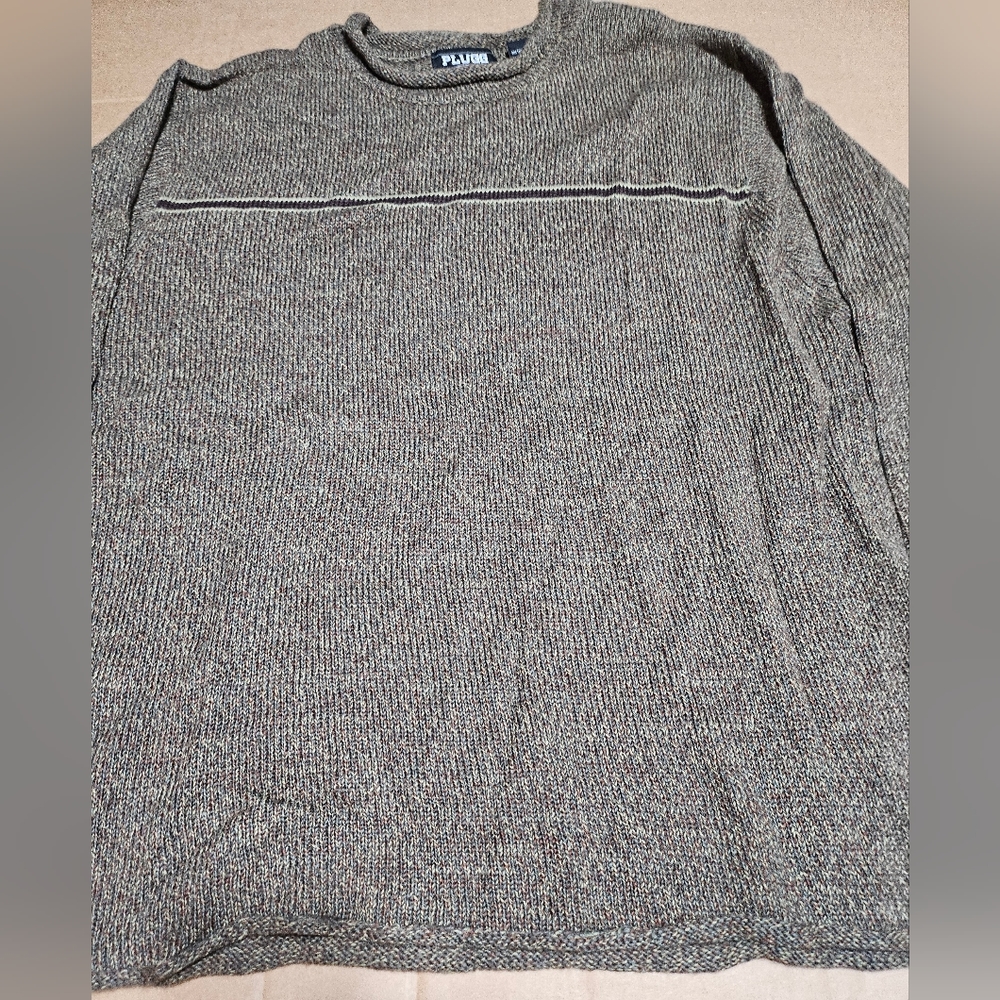Plugg Mens Sweater Multicolor W/Stripe Wool Blend Size XL Tight‎ Knit - Picture 8 of 12